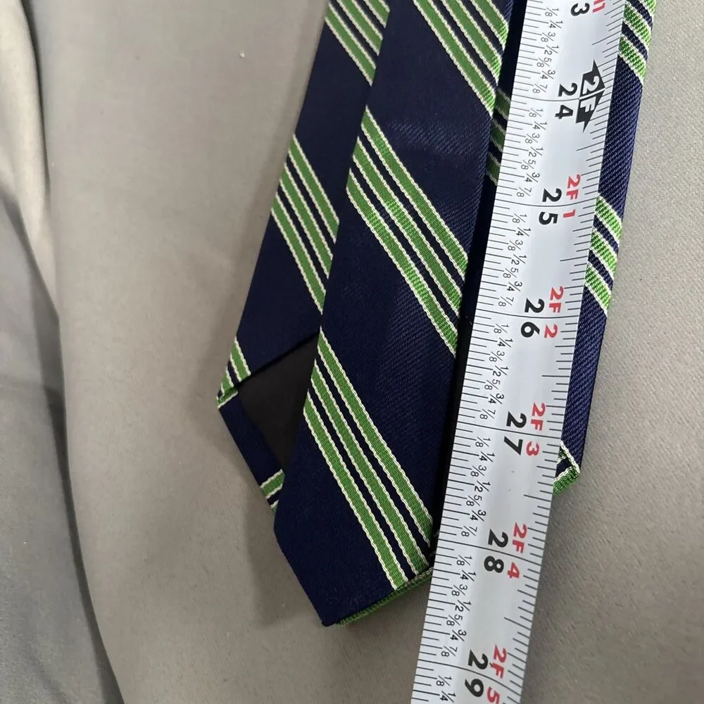 Brooks Brothers Makers Tie Silk Navy‎ Blue Green Stripes L:58